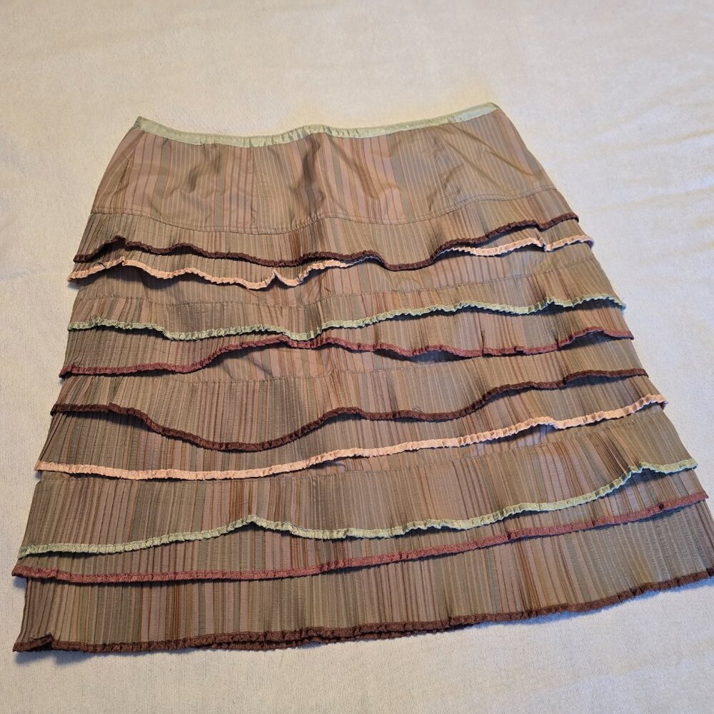 CYNTHIA by CYNTHIA STEFFE Size 6 Womens Tiered Skirt Mini Pleats Fall Colors - Picture 2 of 15